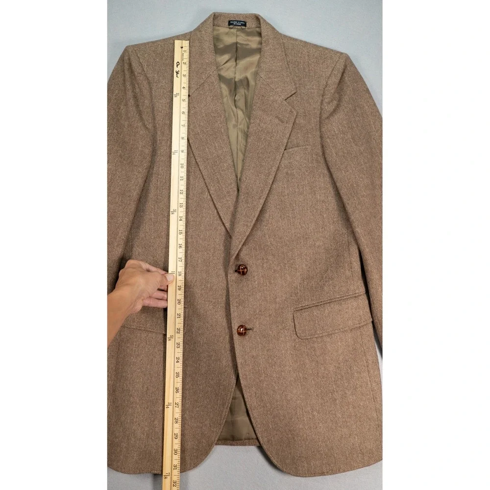 Vintage Camel Hair Wool Herringbone Blazer Brown Tailored in Japan‎ Mens 40 42